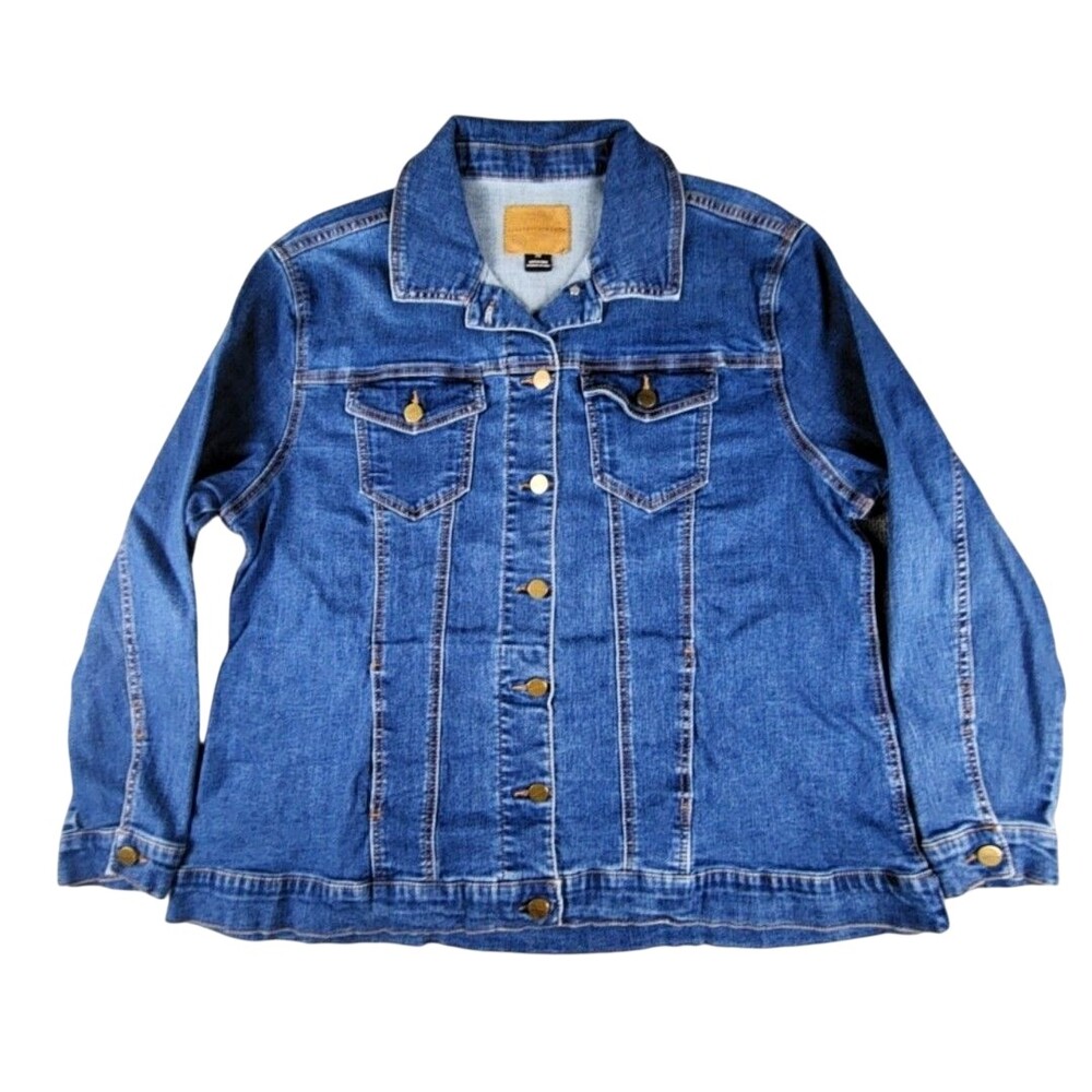 Sanctuary Jacket Womens 2X Blue Denim Button Front Jessa Tied Plus Size